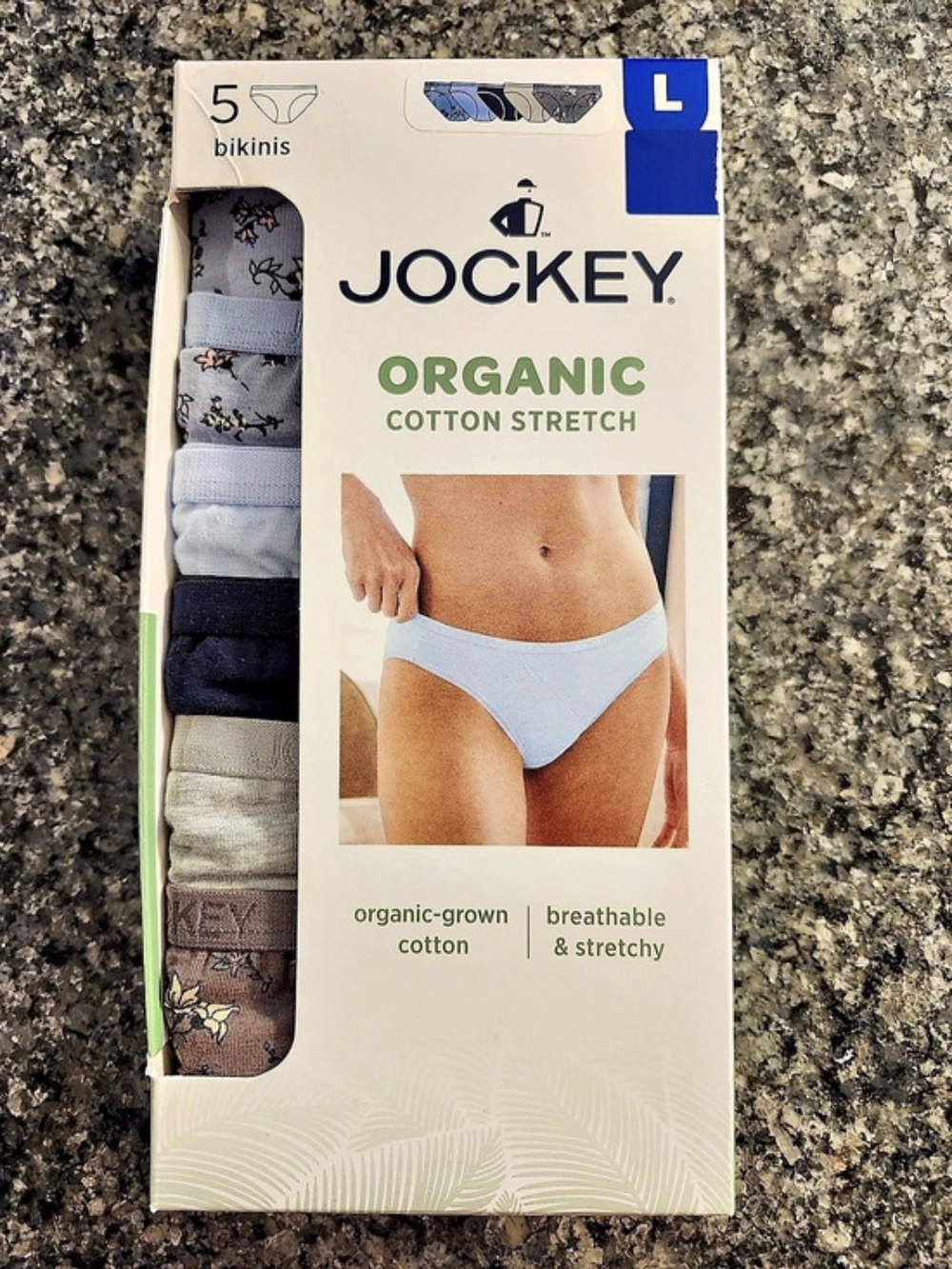 Jockey Organic Cotton Stretch Bikini 5-Pack Large